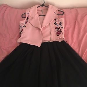 Tulle Dress with moto jacket